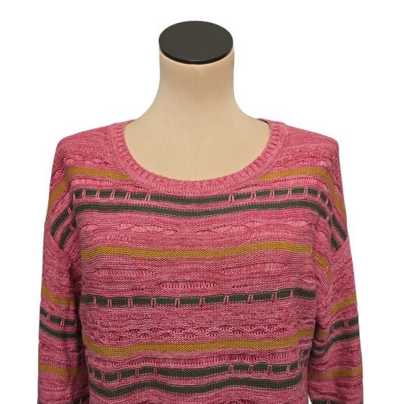 Soft Surroundings Lisabetta Stripe Sweater Textured Long Sleeve Pink Size Medium - Picture 7 of 9